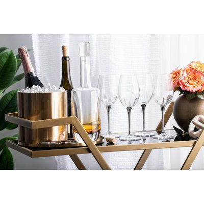 Verre à pied - Verre à vin blanc - Verre à cristal - Verre à eau - Tige blanche - Verres à pied - Ensemble de 6 verres à pied - 14 oz. - Par Majestic Cadeaux Inc. - Fabriqué en Europe