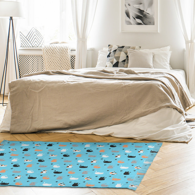 Tapis bleu à motif de chat Mcguigan, Non