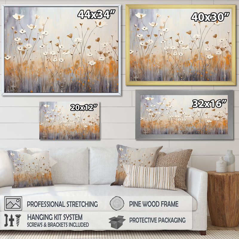 Art mural sur toile Minimalisme Snowdrop Flowers Harmony II, Toile tendue, H 34 po x l 44 po x P 1,5 po