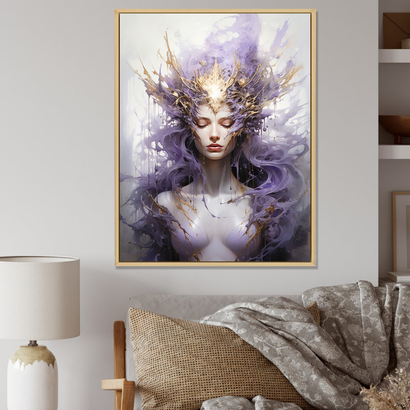 «Woman Meditation Mind» sur impression sur toile, Cadre naturel flottant, H 32 po x l 16 po
