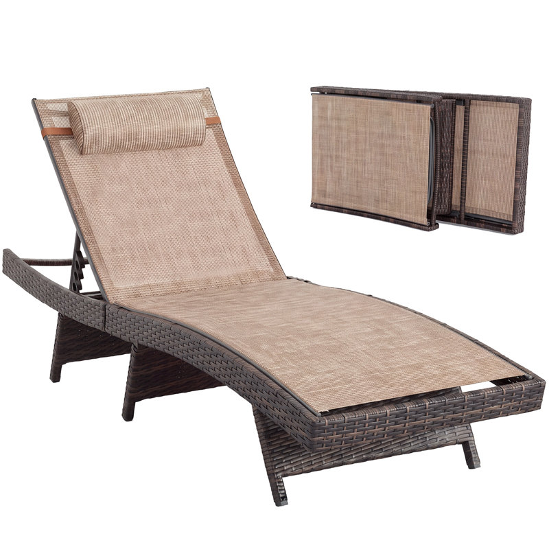 Chaise longue d'extérieur toutes saisons en osier, Gray