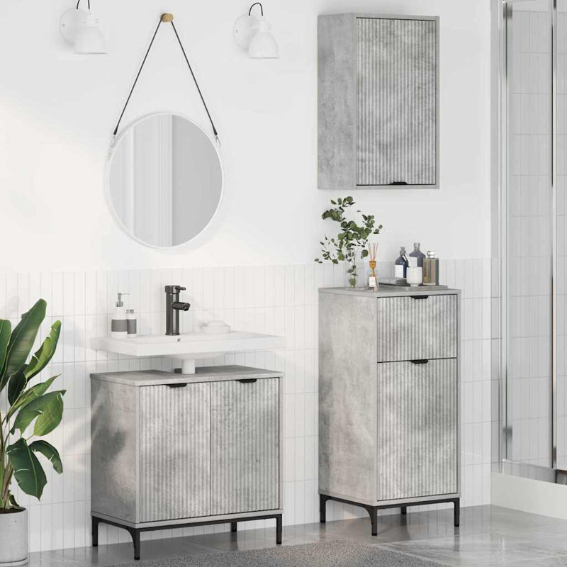 Bathroom Storage Furniture Set, Concrete Grey