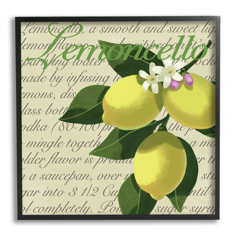 Lemoncello Text Blooming Floral Lemon Branch Traditional