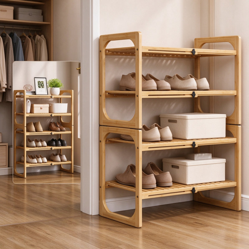 Range-chaussures en bambou extensible