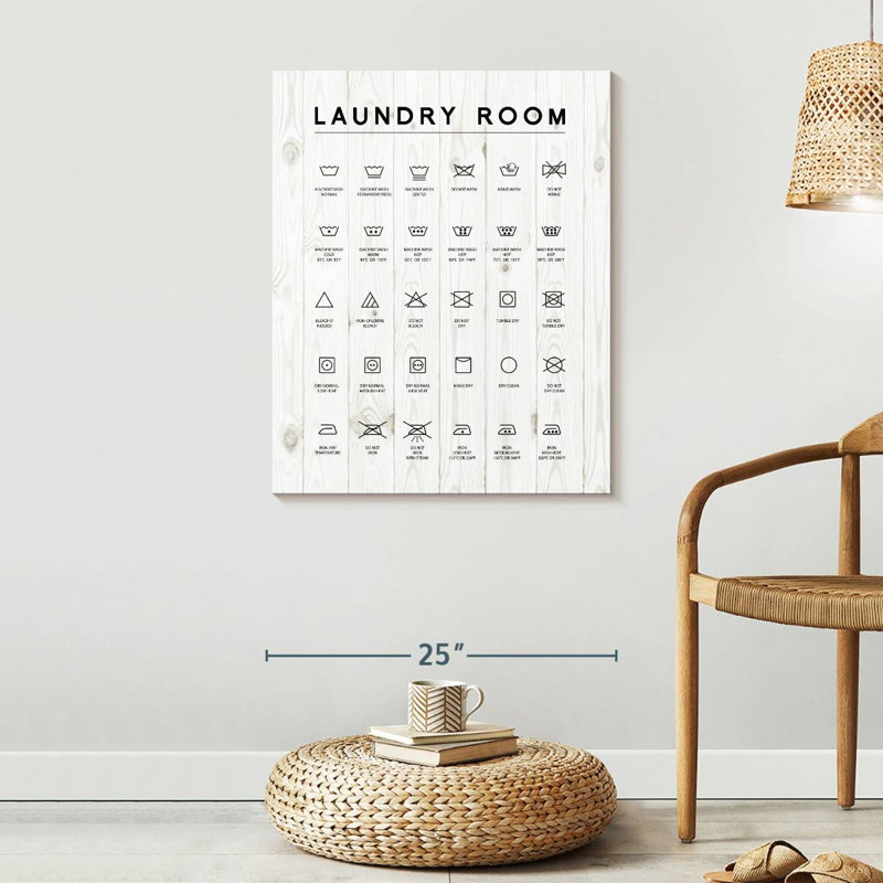 Instructions pour la salle de lavage, H 30 po x l 24 po x P 1,25 po