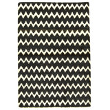 Hand Knotted Wool Area Rug in Black And White