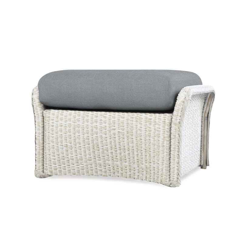 Weekend Retreat Outdoor Ottoman, Sandberg Pewter, White