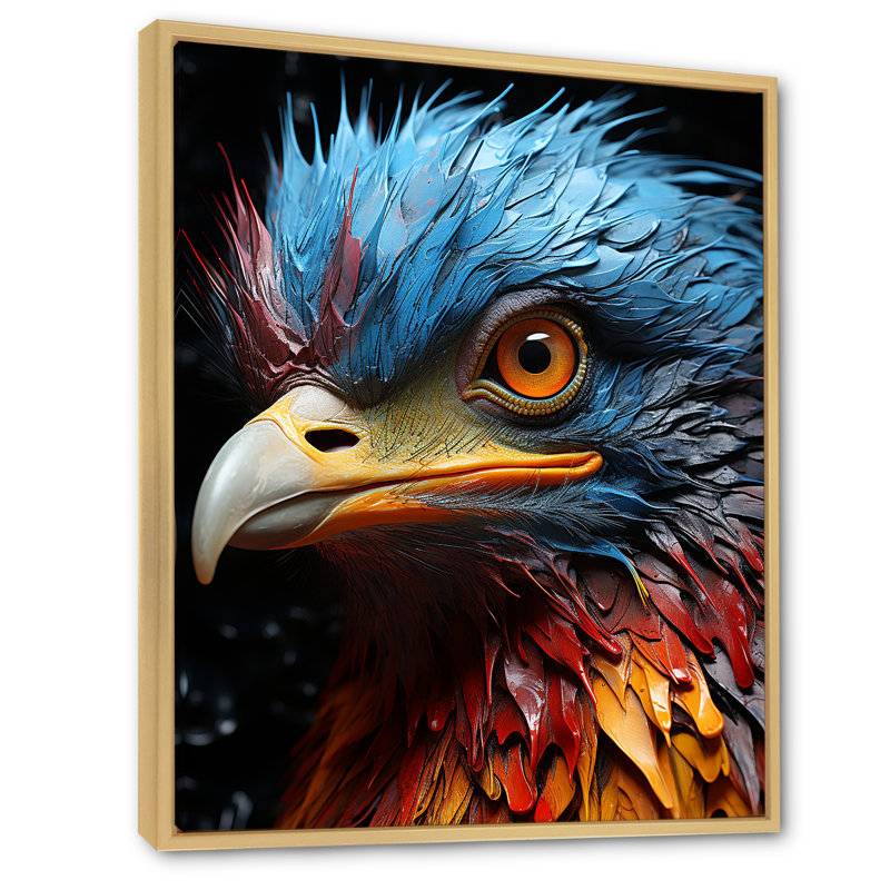 Art mural bleu, autruche bleue - autruche, salon, H 40 po x l 30 po x P 1,5 po, Cadre naturel flottant