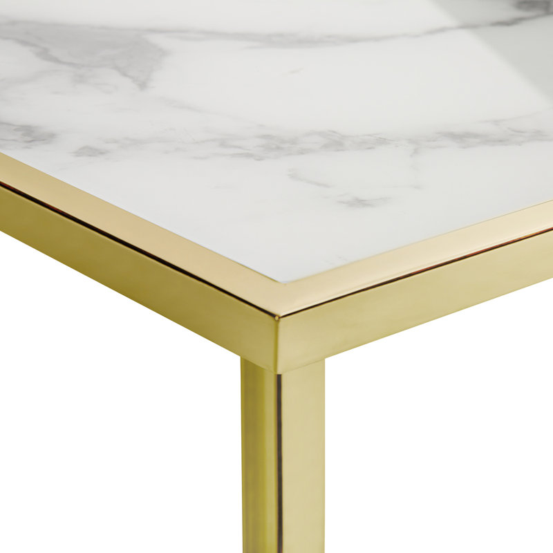 Polytric Frame Coffee Table, White Marble Top / Gold Base