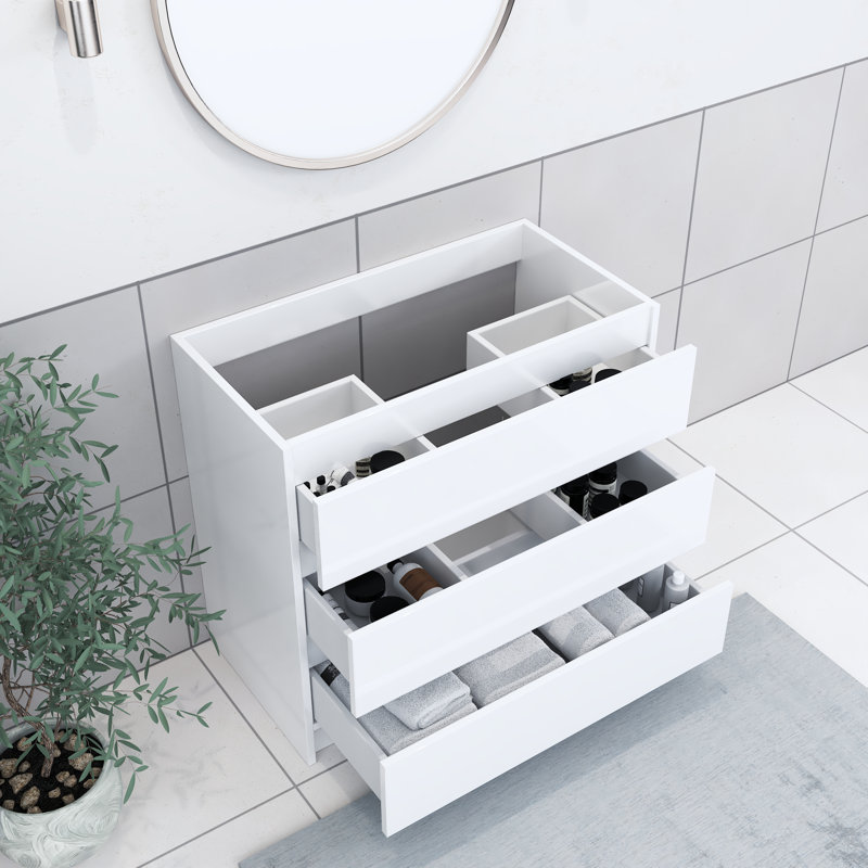 Pepper 35.25'' Single Bathroom Vanity Base Only, Glossy White