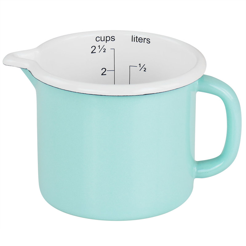 Martha Stewart Enamel On Steel Measuring Cup In Turquoise, 5" H x 6" W x 8" D