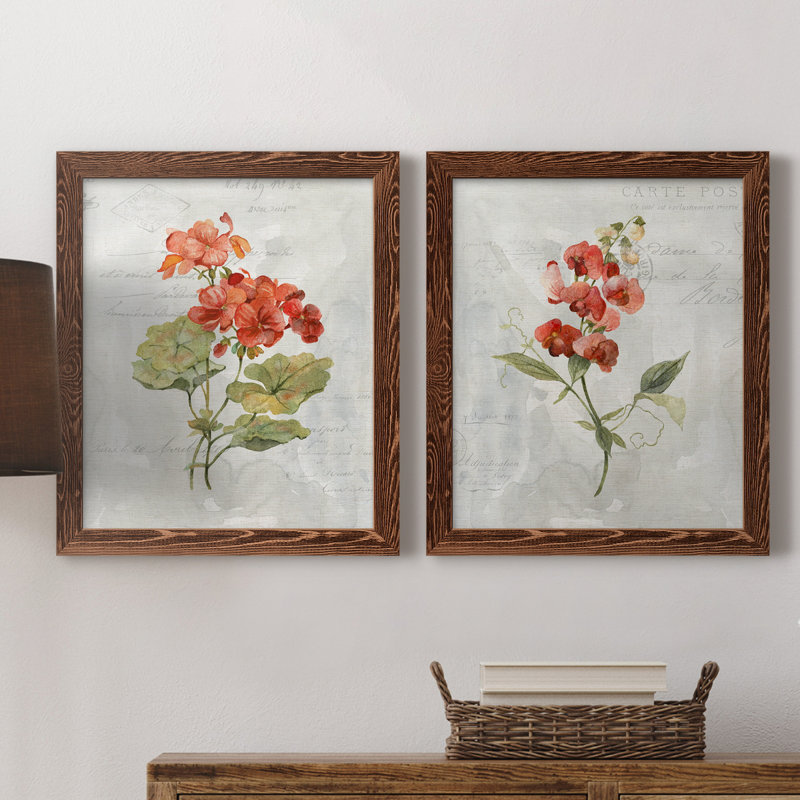Lin, géranium, ensemble de reproductions d'art sur toile, H 43,5 po x l 31,5 po x P 1 po, Érable encadré
