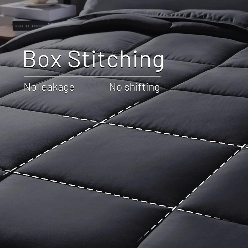  Viscose from Bamboo Cooling Comforter, King Lightweight Down Alternative Organic Natural Duvet Insert,Summer Bedding Blanket Cool for Hot Sleepers,8 Corner Tabs Dark Grey 106x90