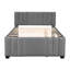 Lit plateforme double tapissier avec gigogne gris