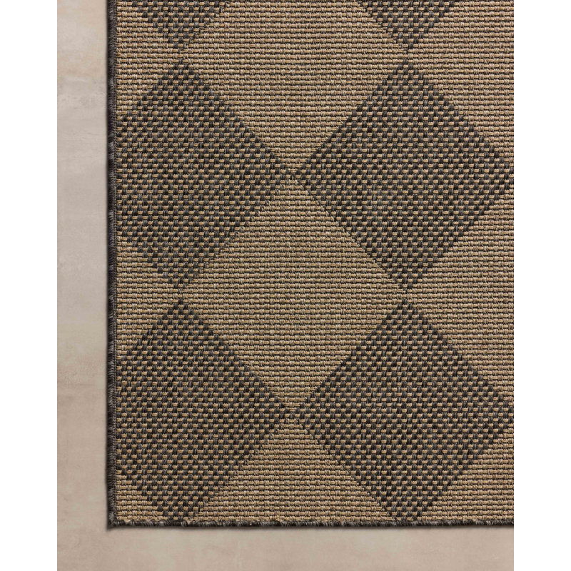 Graphite Sand Rectangular Synthetic Indoor/Outdoor Area Rug 7.6x10