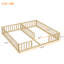 Lit double simple au sol avec clôture, garde-corps, sans porte, naturel-81890642