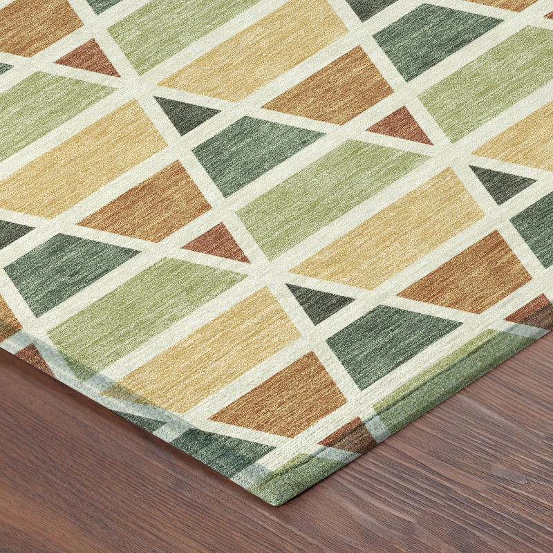 Machine Washable Indoor/Outdoor Chantille ACN2733 Geometric Rug, 1'8" x 2'6", Fern