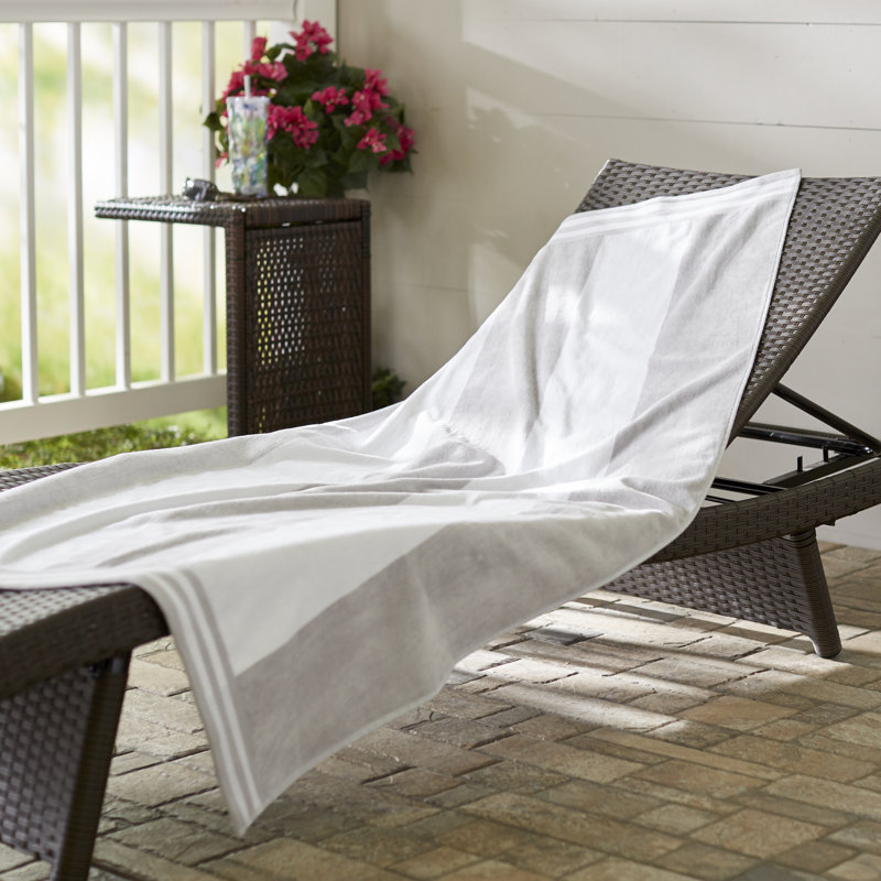Calheta Cotton Oversized Cabana Stripe Beach Towels, Light Gray, 2
