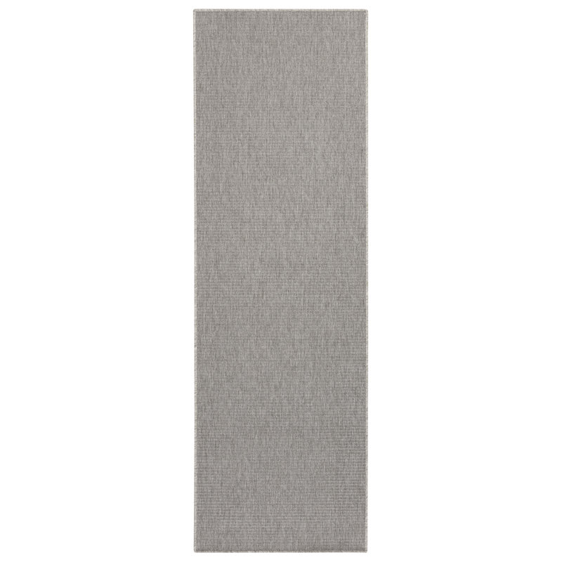 Nature Flatweave Silver/Grey Rug, Rectangle 80 x 150cm