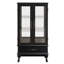 Vitrine lumineuse avec portes vitrées et tablettes réglables Vitrine vitrée 2 portes avec lumières DEL Finition noire et tiroir pour la décoration intérieure et le rangement