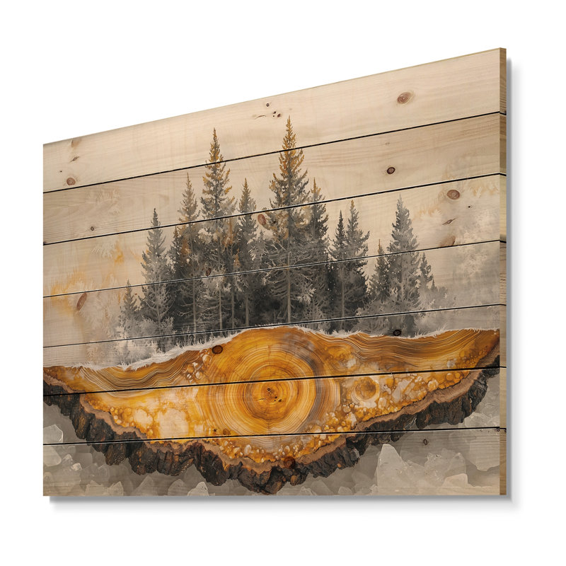 Crystal Winter Forest Landscape Slide III - Art mural bois de forêt - sur bois de pin naturel, H 10 po x l 20 po x P 0,78 po