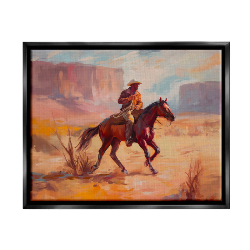 «Stupell Industries Cowboy Riding Desert Landscape», art mural sur toile flottante par Ziwei Li, H 17 po x l 21 po x P 1,7 po