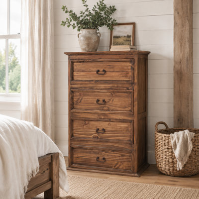 Pine Solid Wood 34 " W 4 - Drawer Dresser