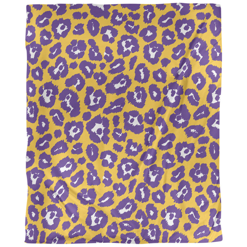 Housse de couette simple à imprimé léopard, Microfibre, Housse de couette simple TG, Jaune / mauve/ blanc
