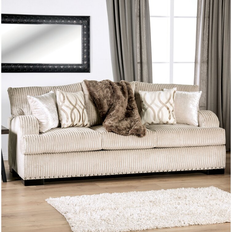 Modern 90.5'' Fabric Sofa with Removable Pillows and Thick Seat