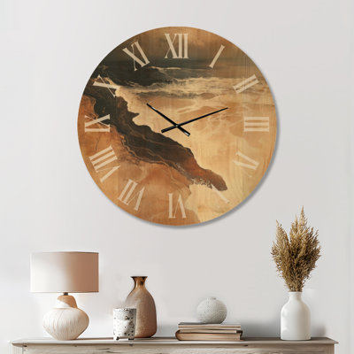 Ocean Wood Wall Clock – Calming Coastal Sand and Beige