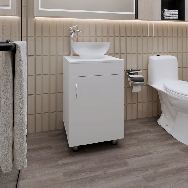 Meuble-lavabo de salle de bain avec lavabo intégré, Blanc
