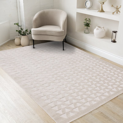 Tapis ivoire à motif géométrique Kahana