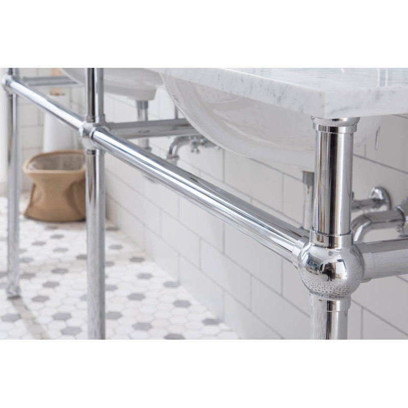 Embassy Stone Oval Console Bathroom Sink with Faucet and Overflow, Chrome