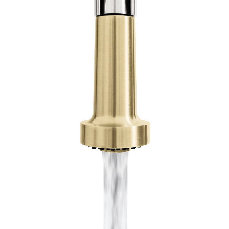 ZLINE Autograph Apollo Pull Down Spring Single Handle Kitchen Faucet, Brushed Nickel;Champagne Bronze