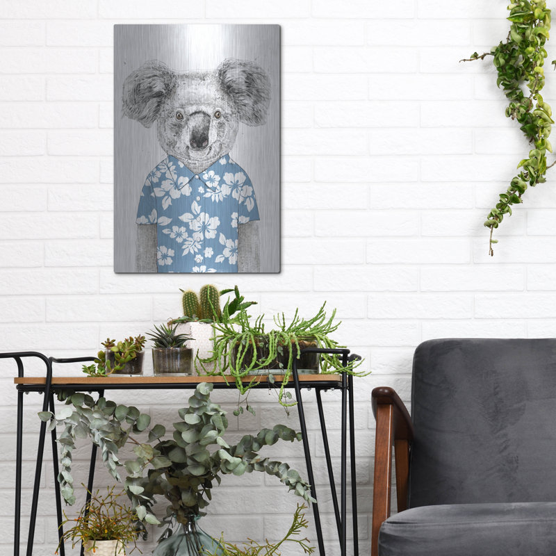 Trinx «Summer Koala, Blue» par Balazs Solti, art mural en métal, H 16 po x l 12 po