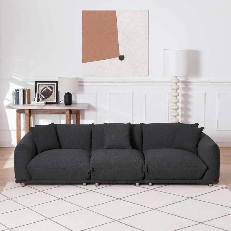 Laine d'agneau noire pour 4 personnes, avec structure en bois massif et pieds en métal inaltérables 4 fiables