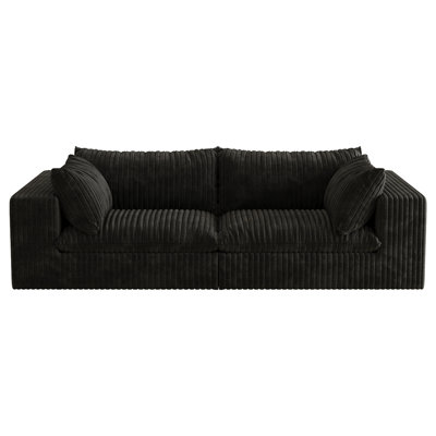 39.8" Cloud Sofa,Corduroy Fabric,Deep Seat Couches,Double-layer design,Removable Cushion,No Assembly, DIY Combination for Living room, Bedroom,Conference room ,Apartment,Black
