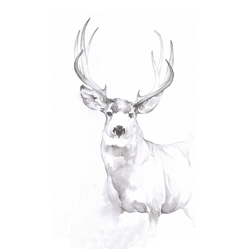 Dessin et gris anthracite cerf, H 16 po x l 12 po
