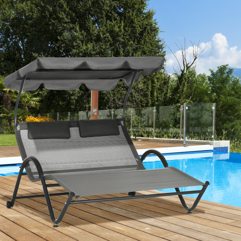 Méridienne double longue 21,2 po Mubaarak, Gris foncé
