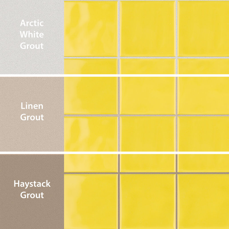 Twist 4" x 4" Ceramic Grid Mosaic Tile, Yellow