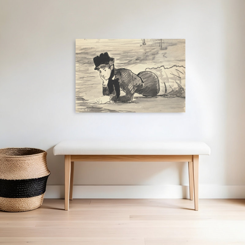 " Woman Lying On The Beach. Annabel Lee, C. 1881 Contemporary Beach Wall Art Print " by Edouard Manet, H 24 po x l 36 po