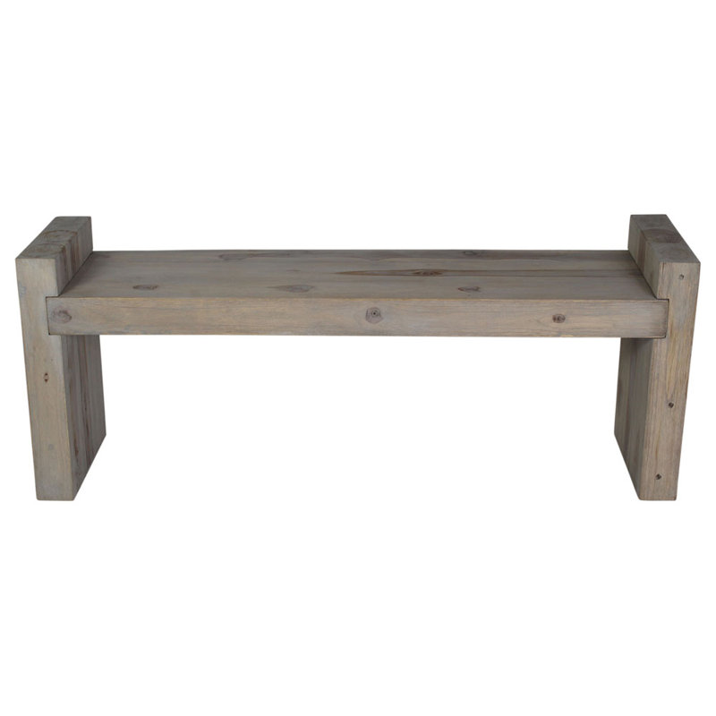 Banc en bois massif Harragan, H 19 po x l 48 po x P 12 po, Gris foncé