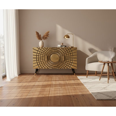 Grande armoire 3 tiroirs 2 portes en laiton