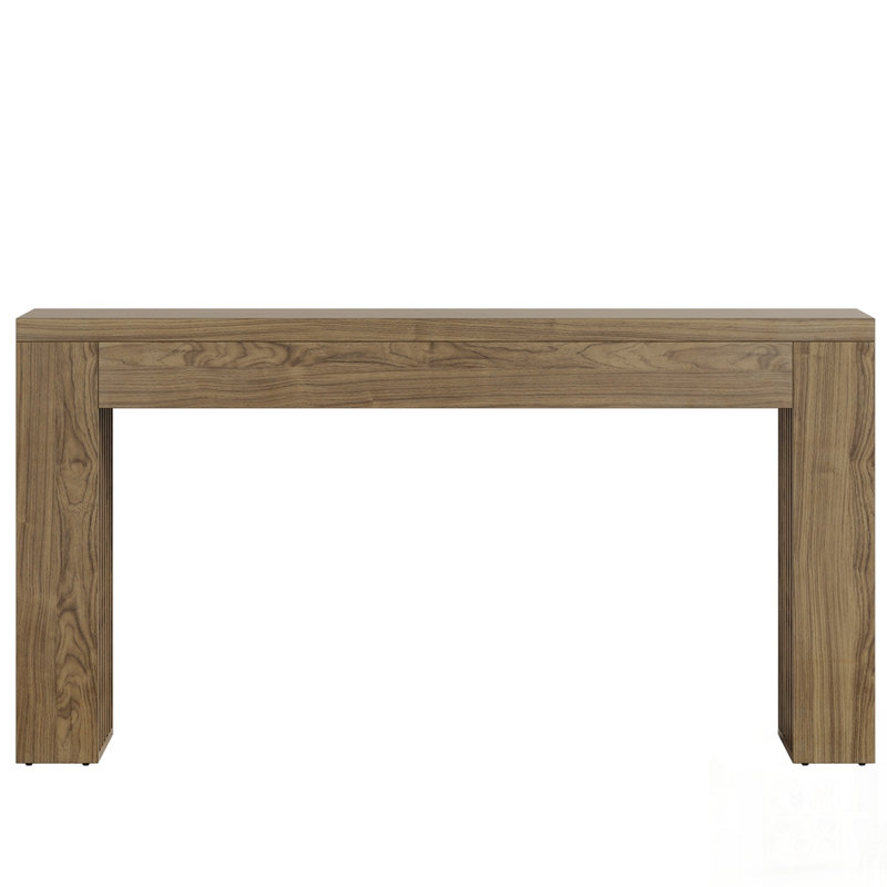 Farmhouse Console Table with Vertical Slat Legs - Sofa Table for Entryway, Hallway, and Living Room, Rustic Brown