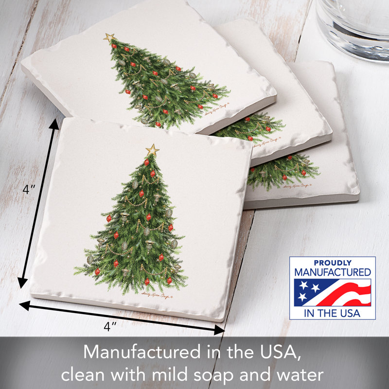 O Christmas Tree Multicolor Tumbled Tile Coasters Set of 4