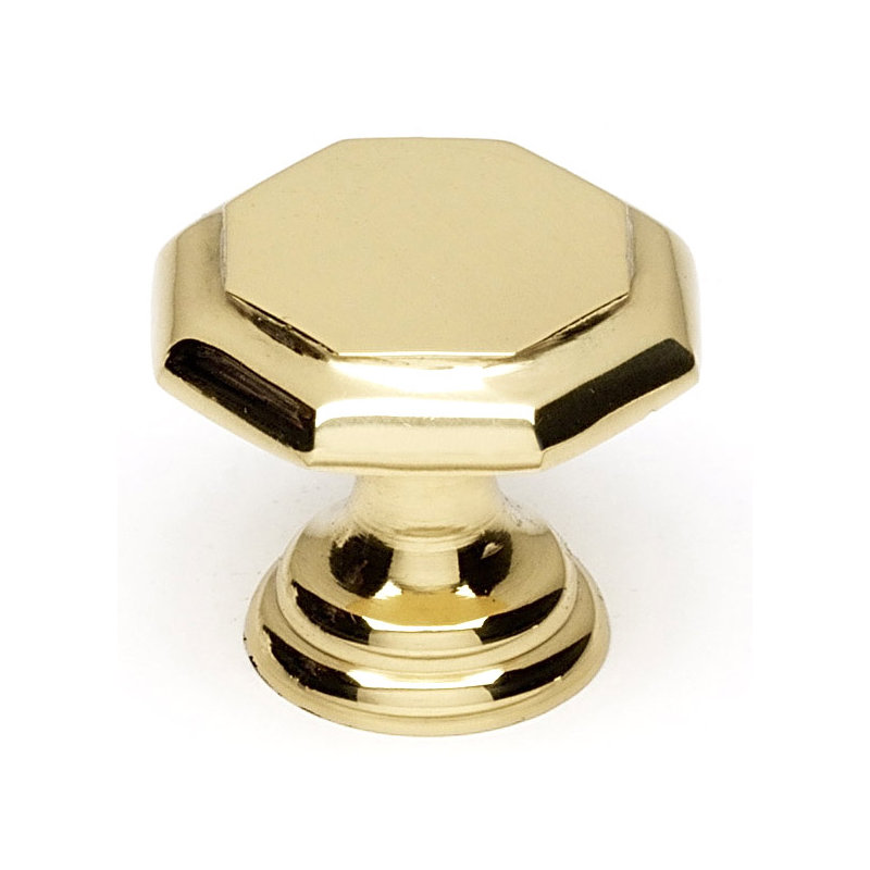 Geometric Geometric Knob, Polished Brass, 1" H x 1" W x 0.63" D
