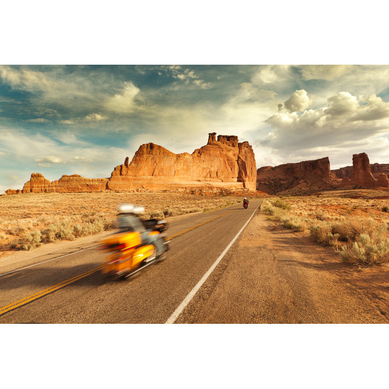 Motorcycle Touring On Highways by YinYang - No Frame Print on Canvas, 81cm H x 122cm W