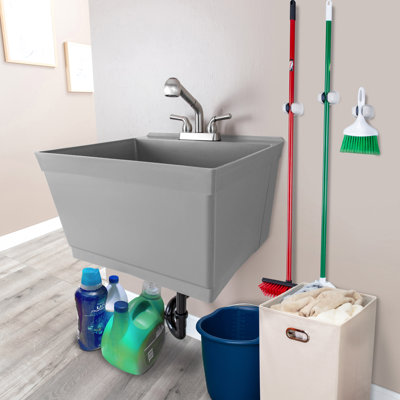 23 " L x 24 " W Wall Laundry Sink with Faucet