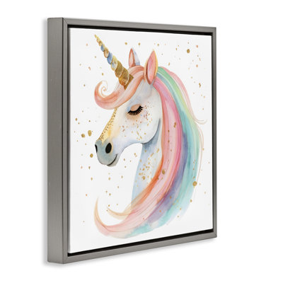 Gold Speckled Pastel Unicorn Floating Frame, design by Creative Studio