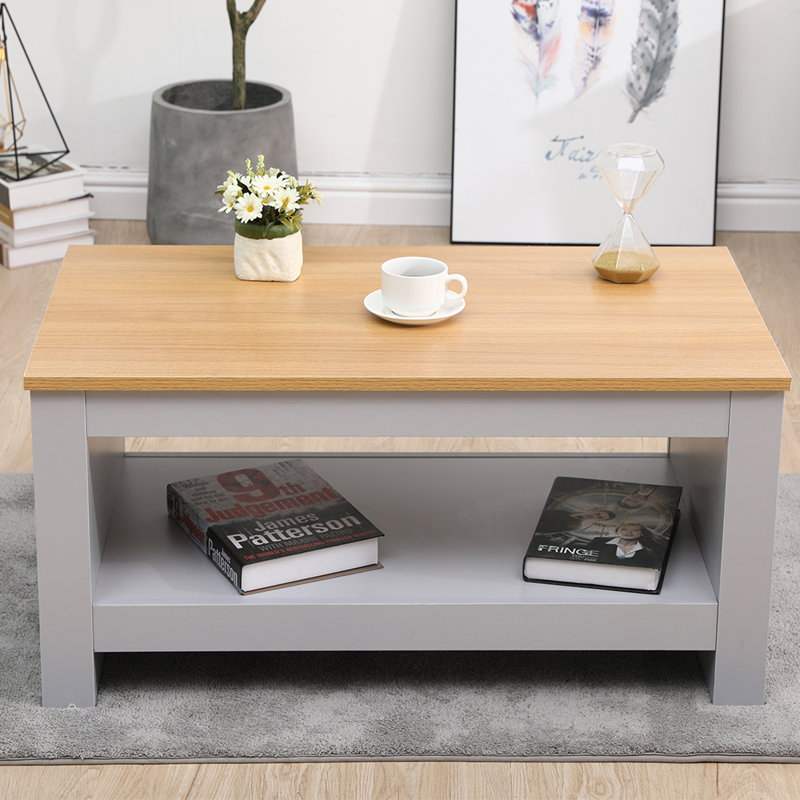 Gratian Sled Coffee Table with Storage, Grey